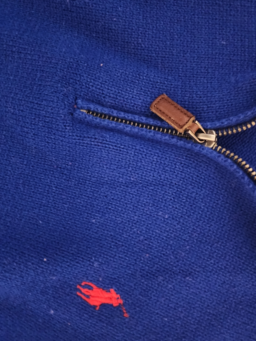Polo by Ralph Lauren Men's Royal Blue Quarter-Zip Sweater - Picture 4 of 4